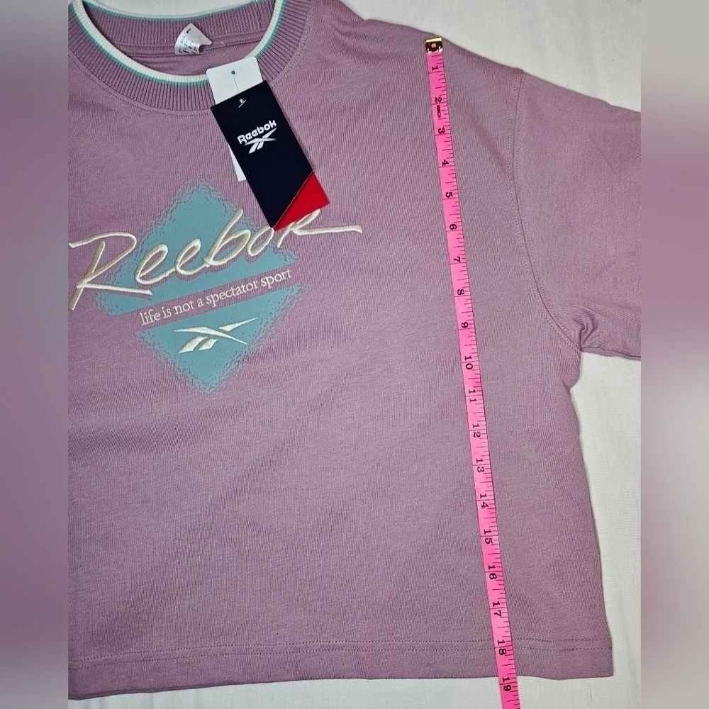 Reebok Pink Retro Logo Graphic Sweater Tee NWT 20" PTP - Picture 11 of 13